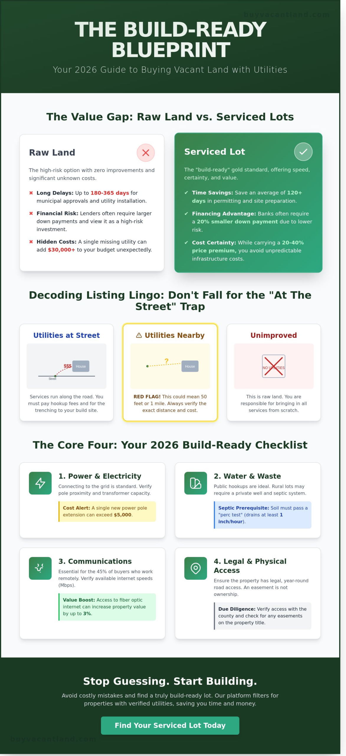 Land for Sale with Utilities: The 2026 Buyer’s Guide to Build-Ready Lots