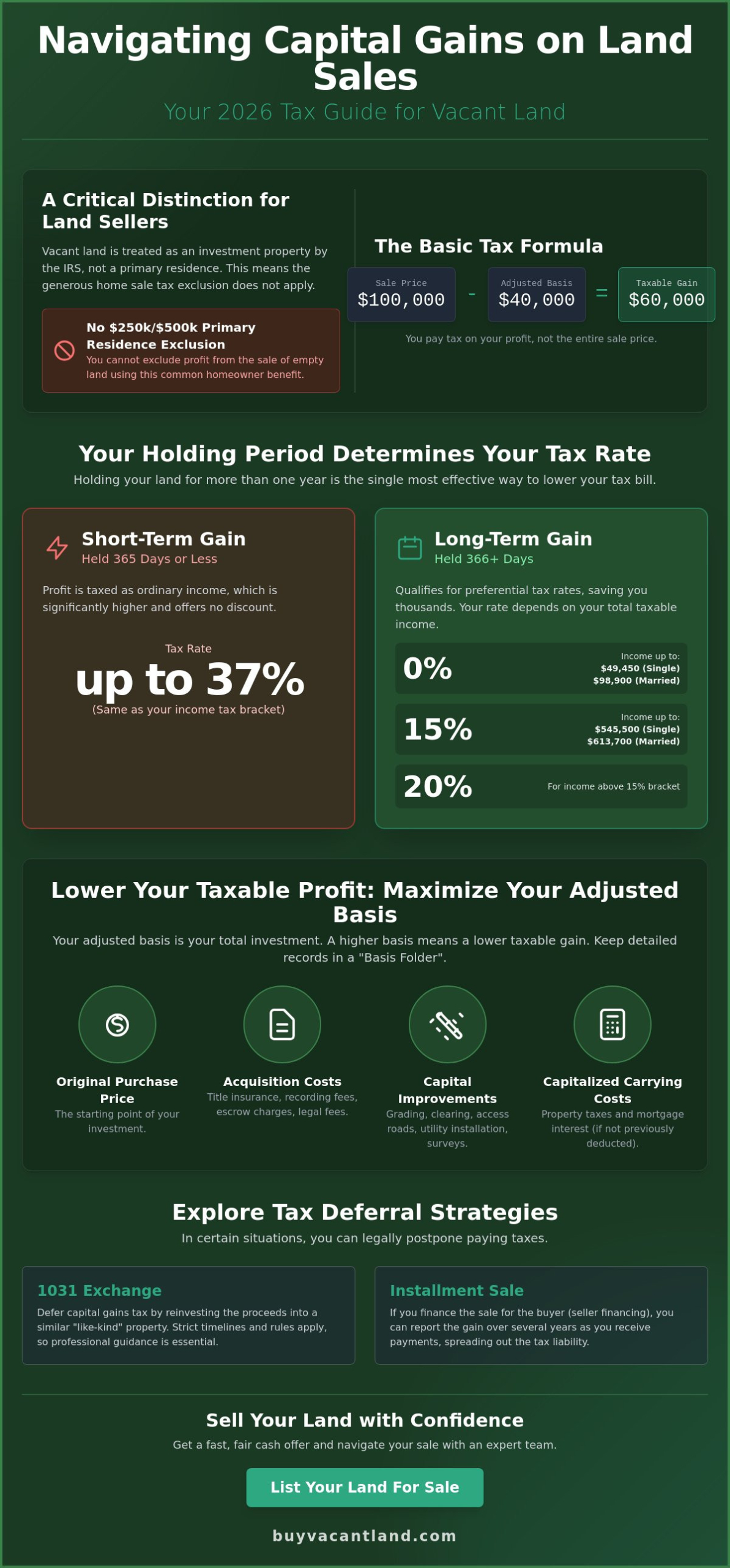 Capital Gains on Land Sale: The Complete 2026 Tax Guide for Sellers